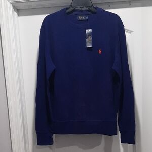 Polo by Ralph Lauren Men’s Royal Blue Crewneck Sweater with Orange Pony